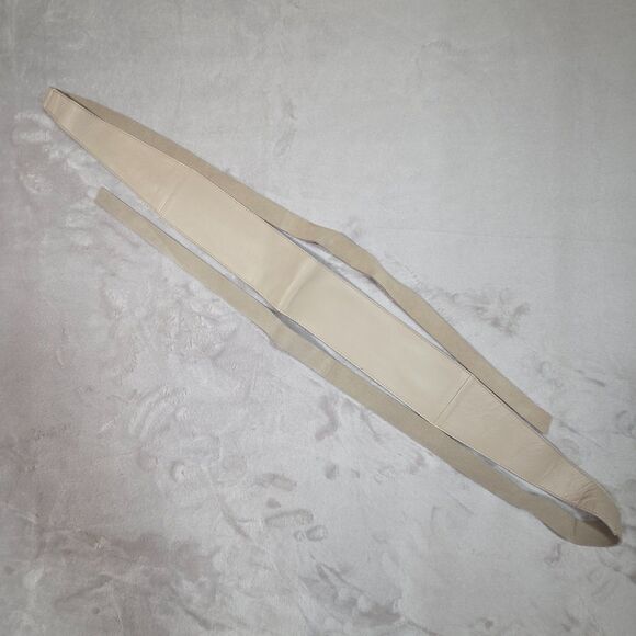 Chico’s Genuine Leather Reversible Obi Belt Sand Medium NWT 96” Wrap main image 4